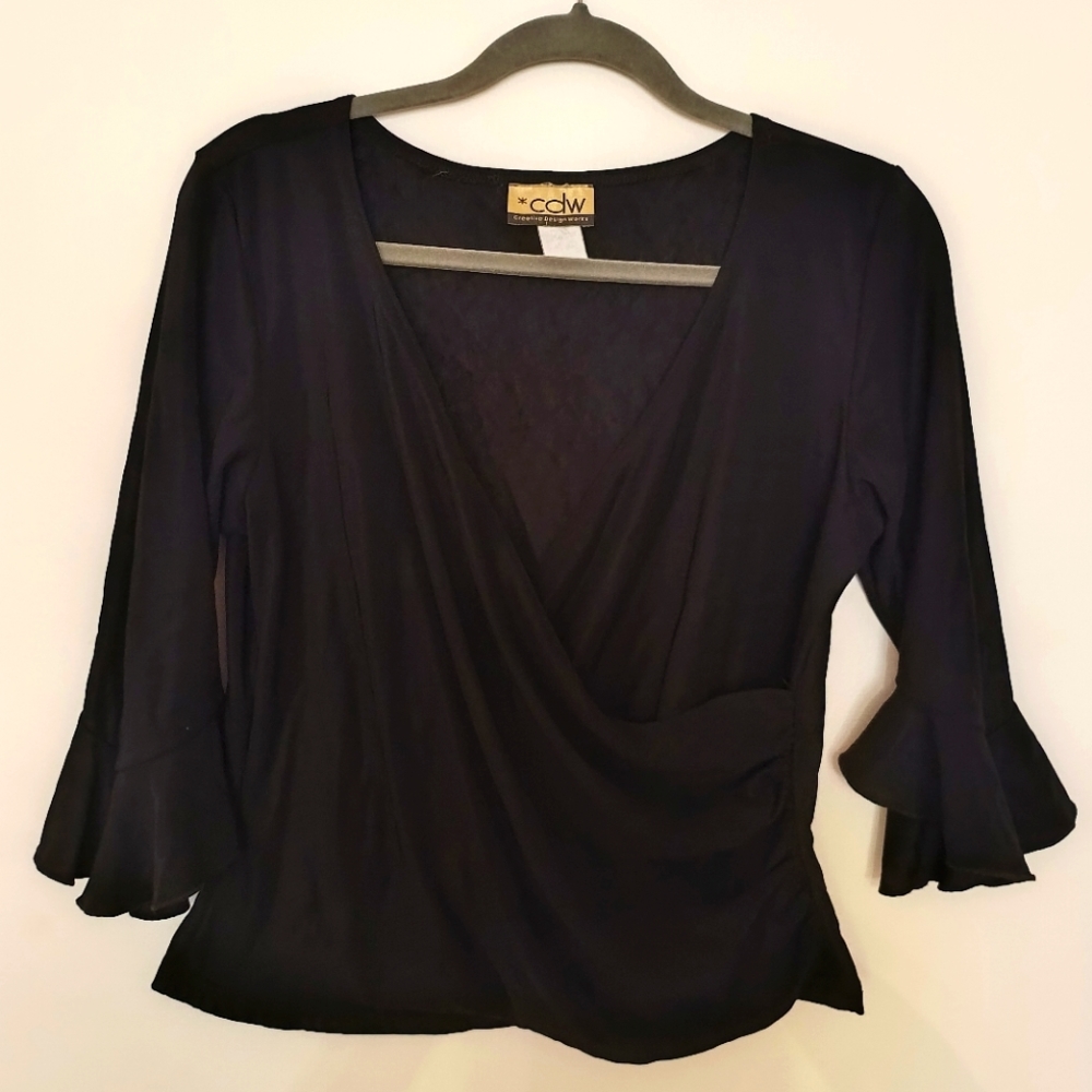 Plunging V-neck Faux wrap top Size M/L
